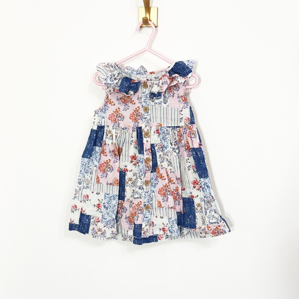 NEXT Floral Dress Colorblock Sleeveless Size 2-3 Years Old EUC